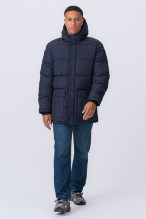 Lang Pufferjakke - Navy