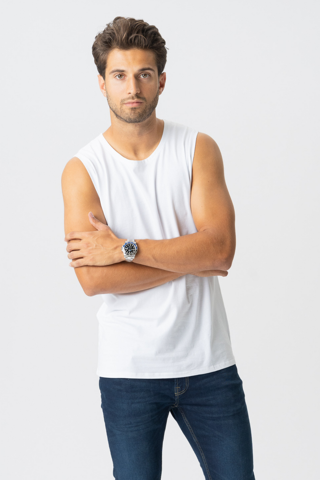 Sleeveless T-shirt - Hvit