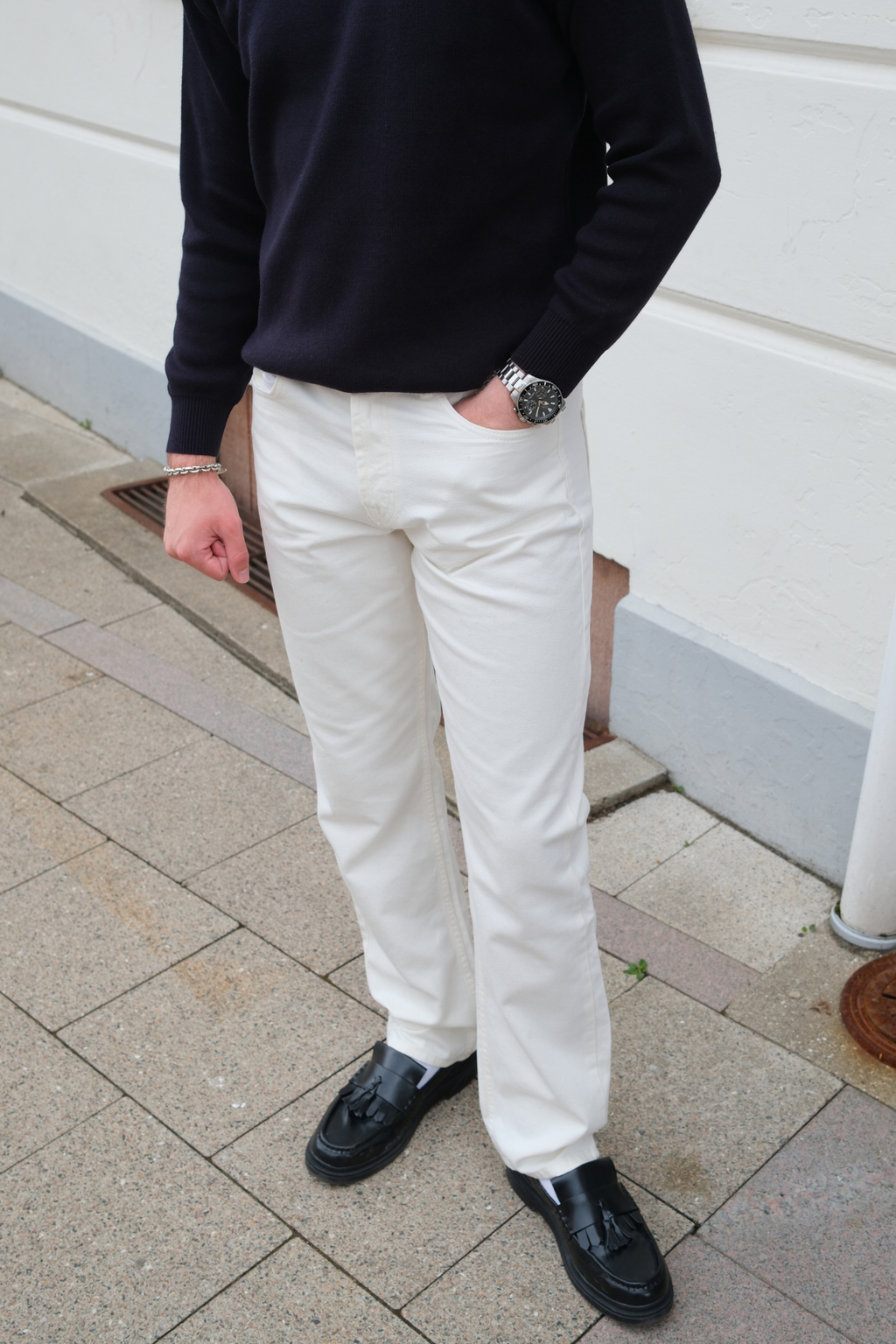Relaxed Fit Jeans - Hvit Denim