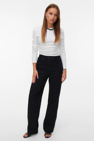 Tessa Wide Jeans med Leopardmønster - Black Denim