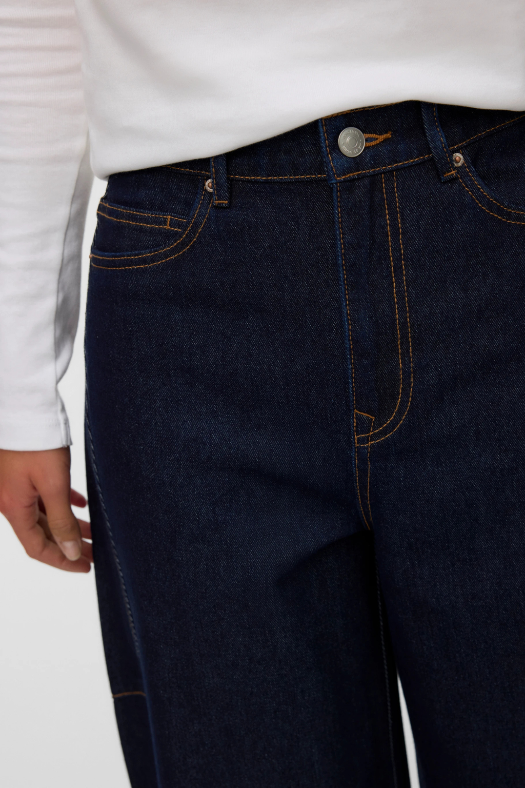 Kaitlin Wide Barrel Jeans - Mørk Blue Denim