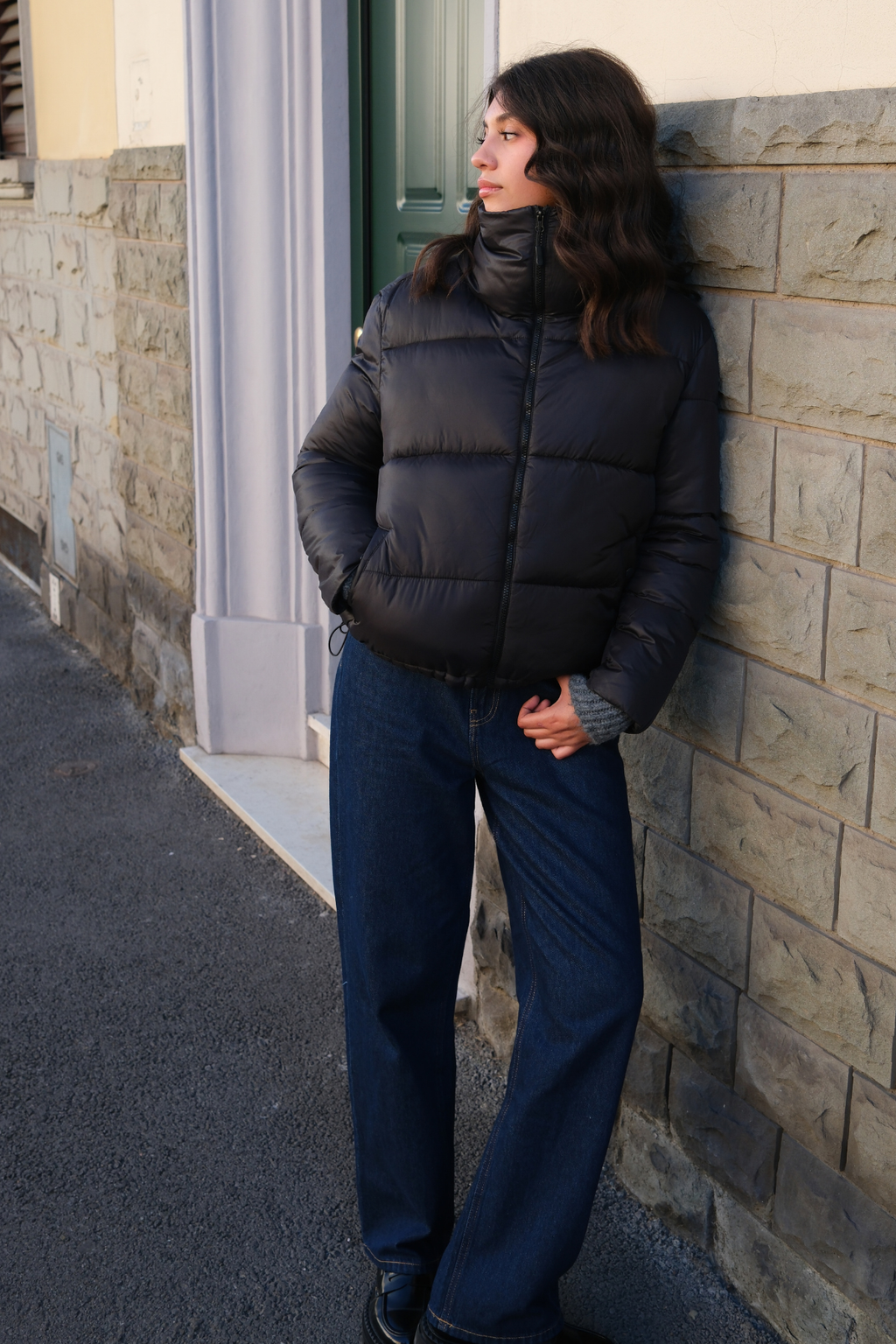 Kort Boblejakke - Sort