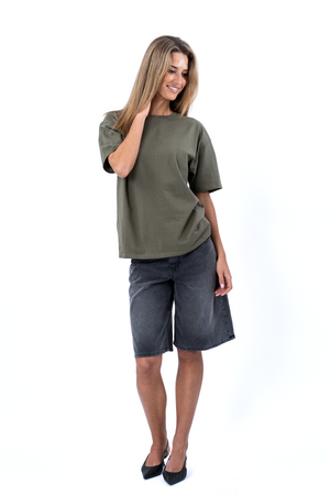 Heavy Boxfit Tee - Oliven