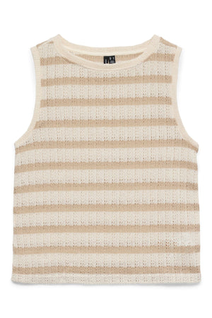 Freja kortermet topp - Birch-striper - Doeskin