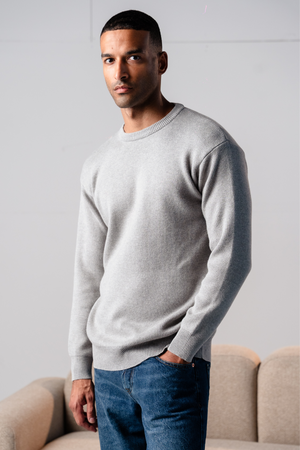 Crewneck Knit Sweater - Lys Grå