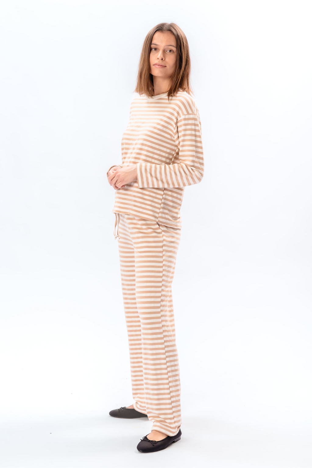 Strippet Skjorte - Beige