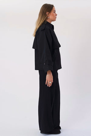Elara Short Trenchcoat - Svart