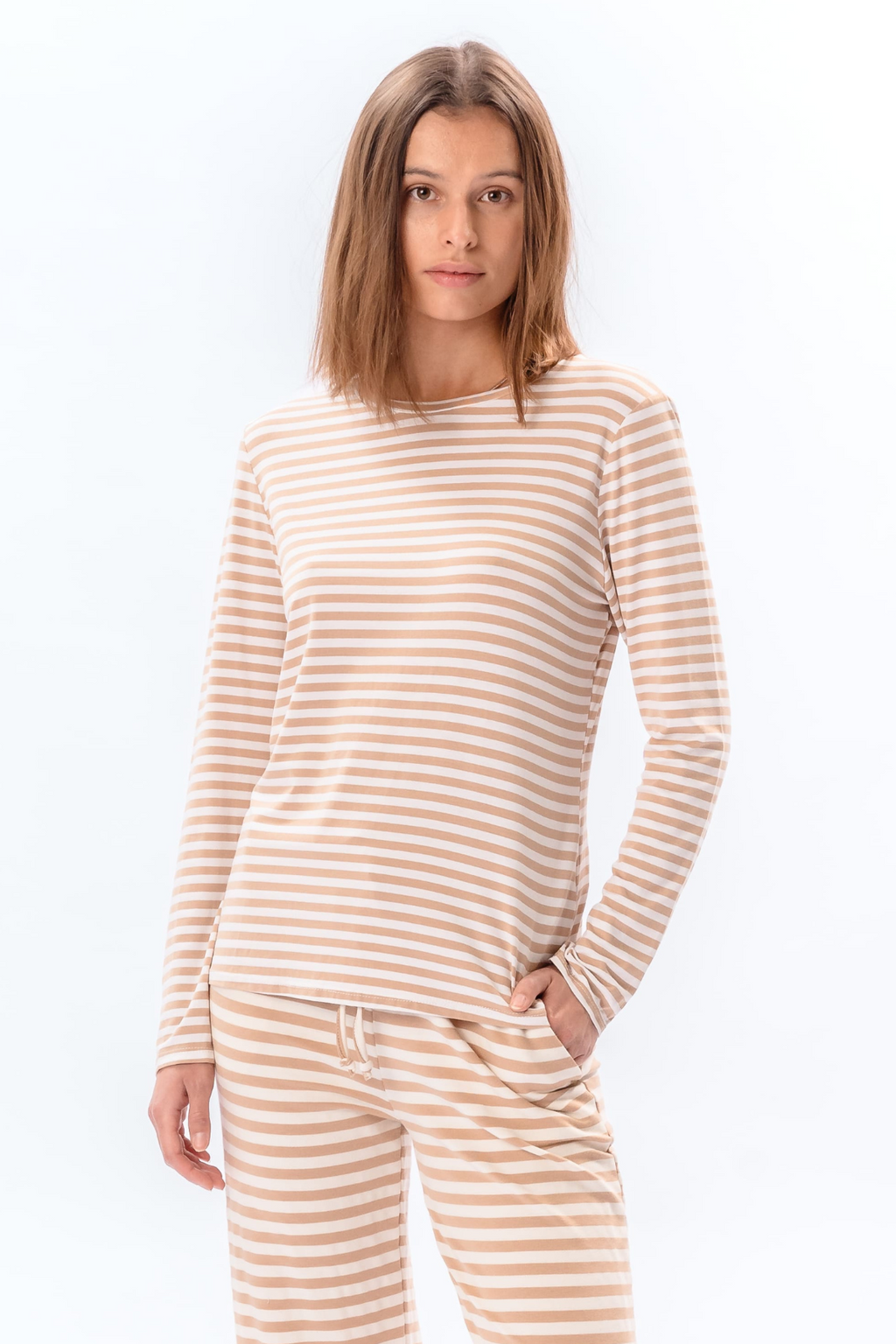 Strippet Langermet Slim Fit - Beige