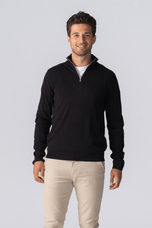 Pullover Half Zip - Svart