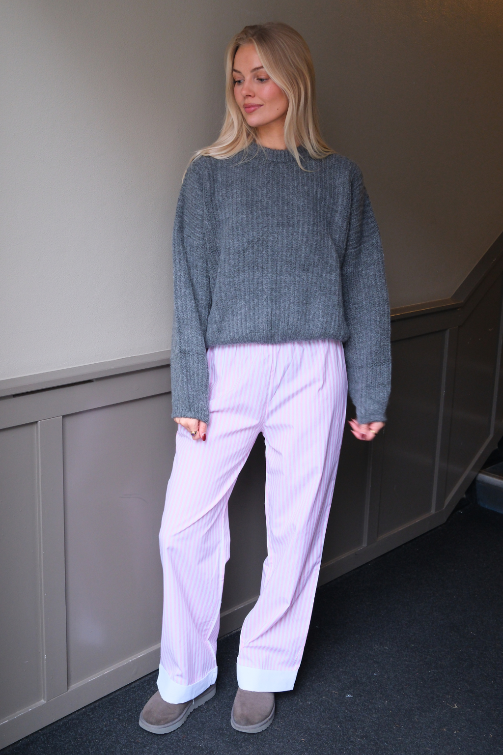 Layla Stripete Bukse - Rosa