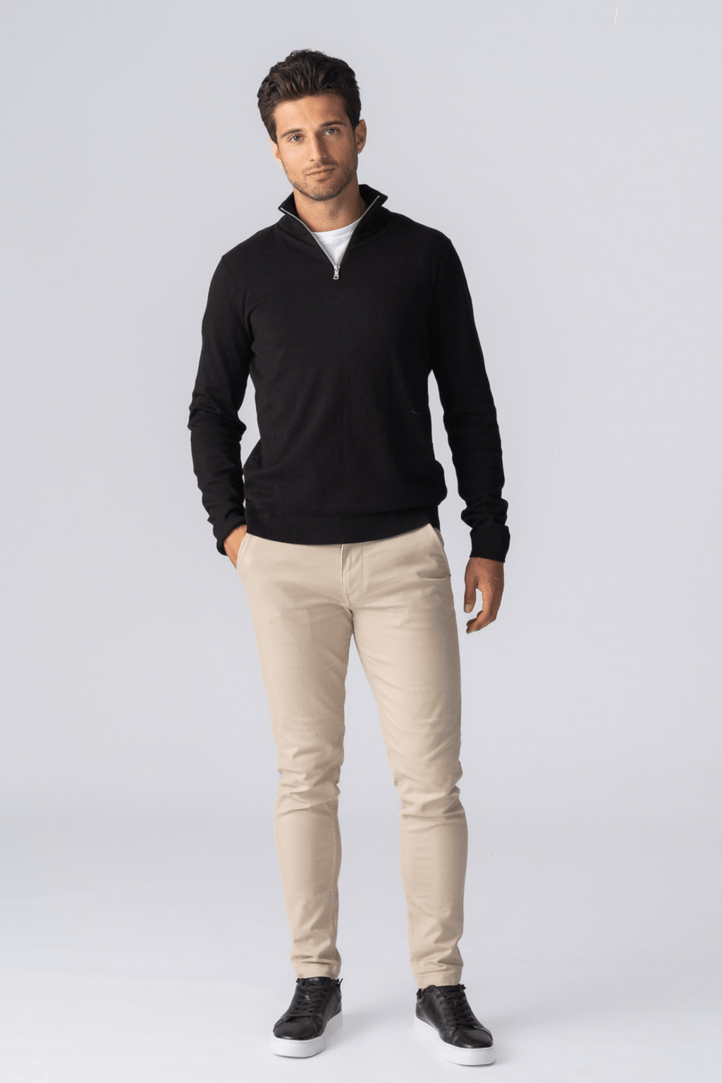 Pullover Half Zip - Svart