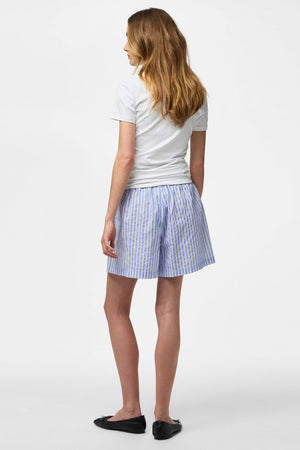 Olly Shorts med høy midje - Hydrangea Stripes-Bright White