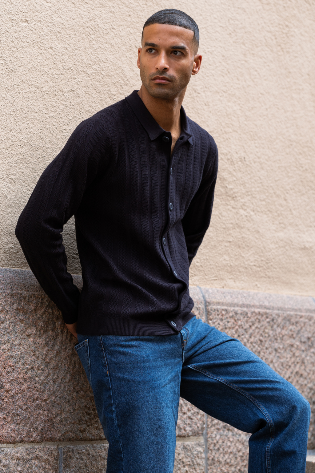 Arthur Strikkejakke - Mørk Navy