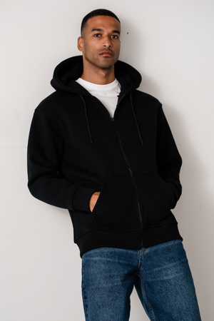 Relaxed Zip Hoodie - Svart