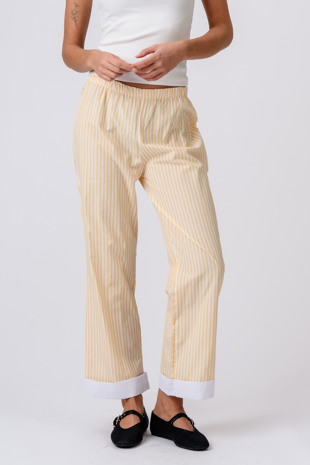 Layla Stripete Pants - Gul