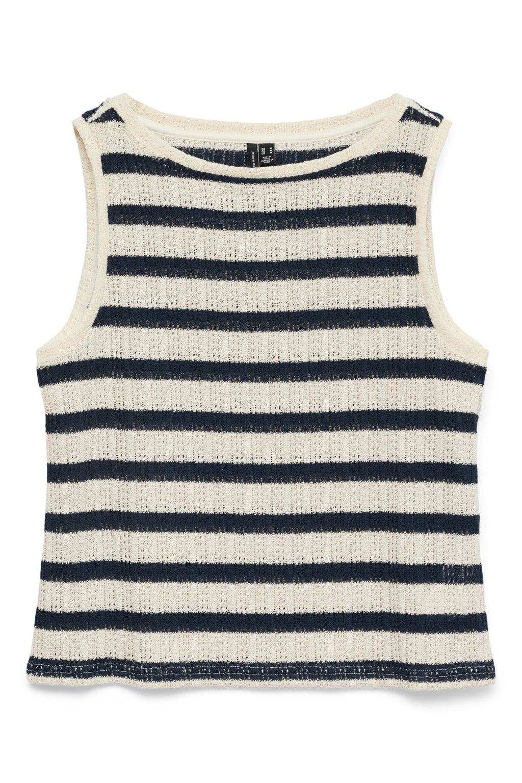 Freja kortermet topp - Birch stripete - Navy Blazer