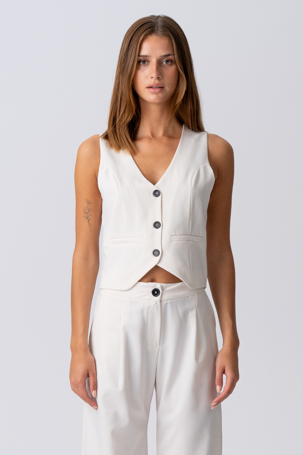 Natalie Vest og Bukser (Lyse Beige) - Pakketilbud