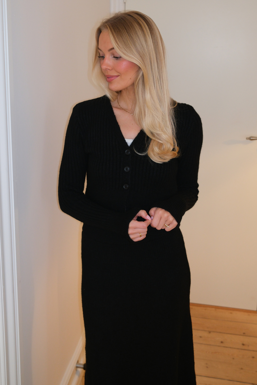 Nova Tie Blouse Knit - Svart