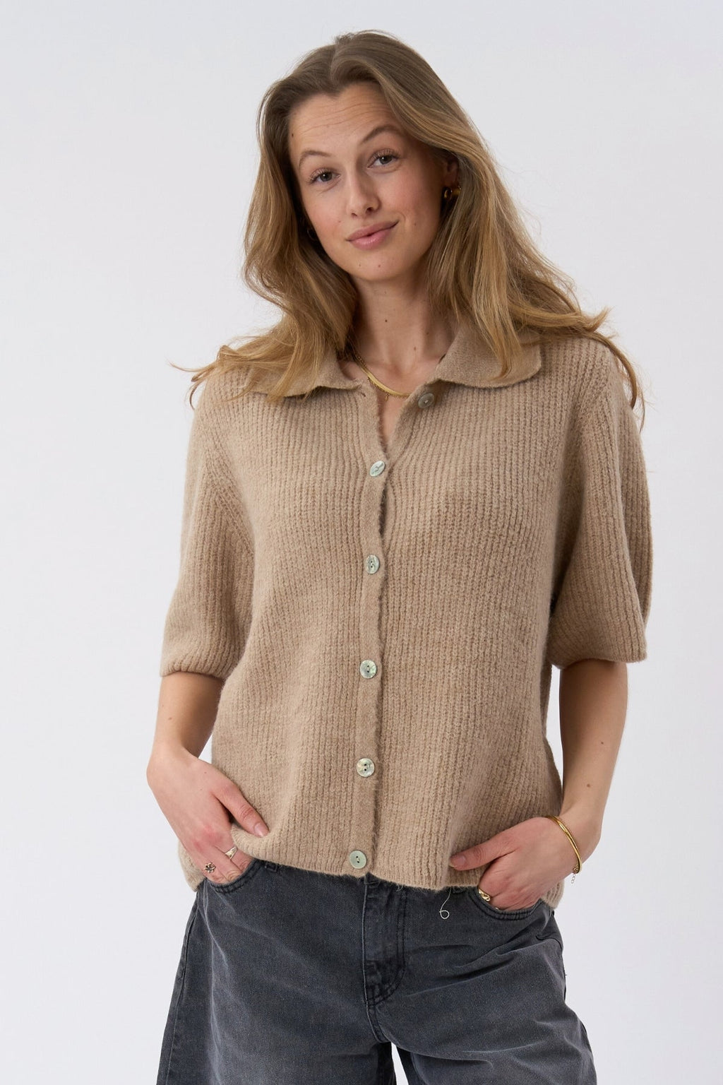 Alba Polo Strikk - Beige