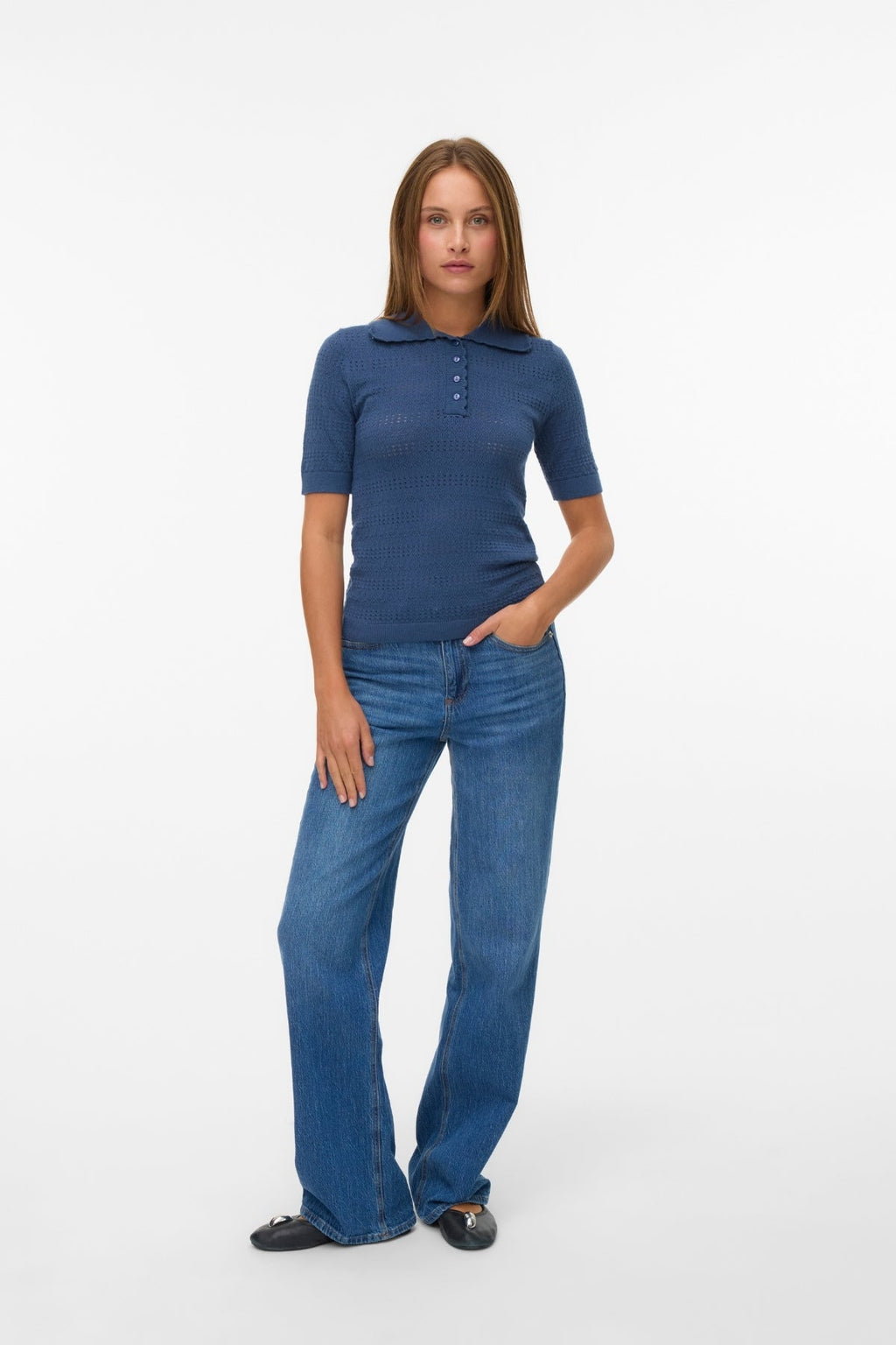 Limone Scallop Poloneck - Mørk Denim