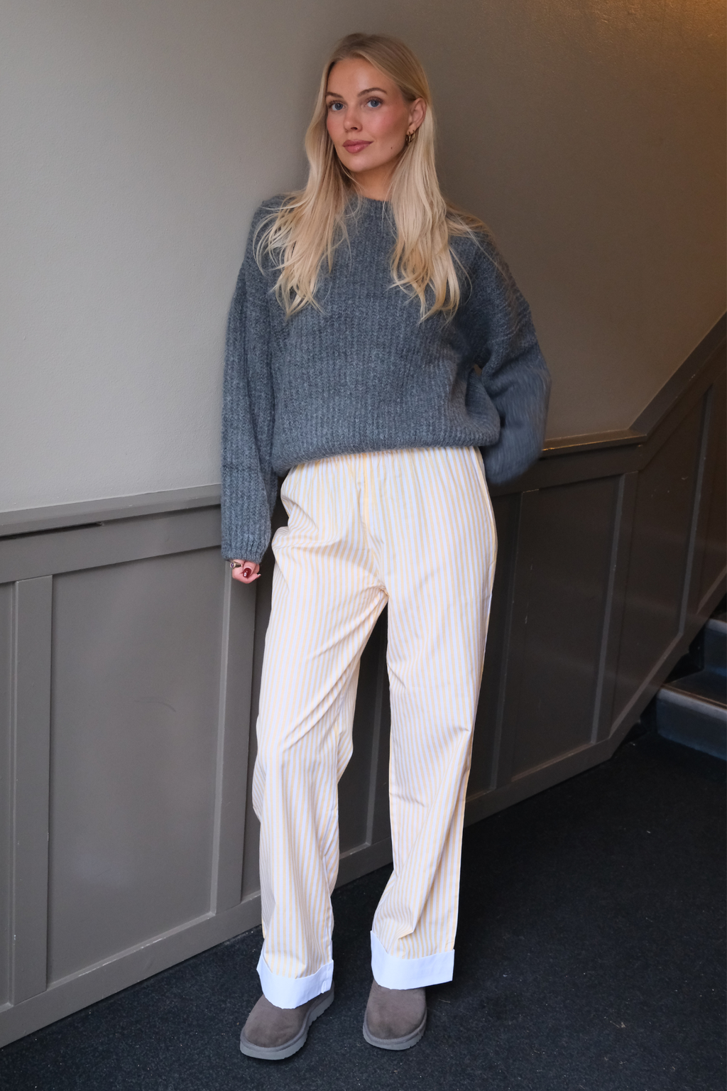 Layla Stripete Pants - Gul