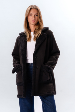 Shearling Kåpe - Svart