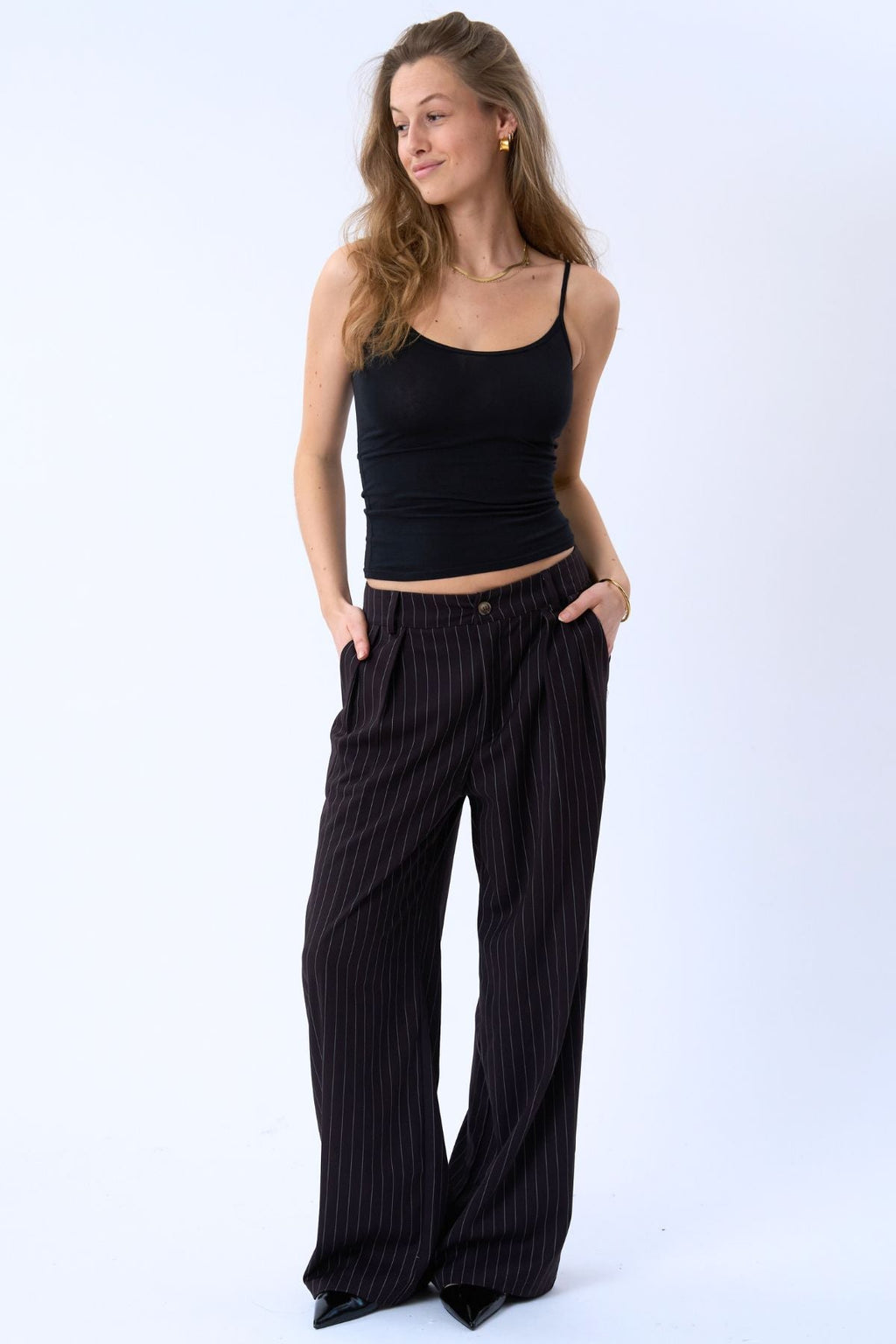 Paloma Pinstripe Pants - Mørkebrun