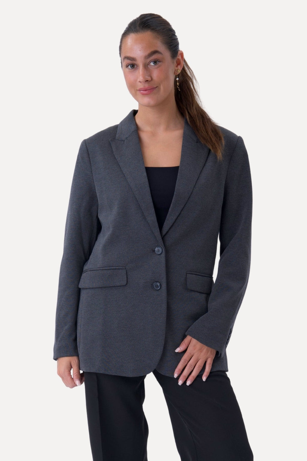 Klassisk fit Blazer - Mørk Grå