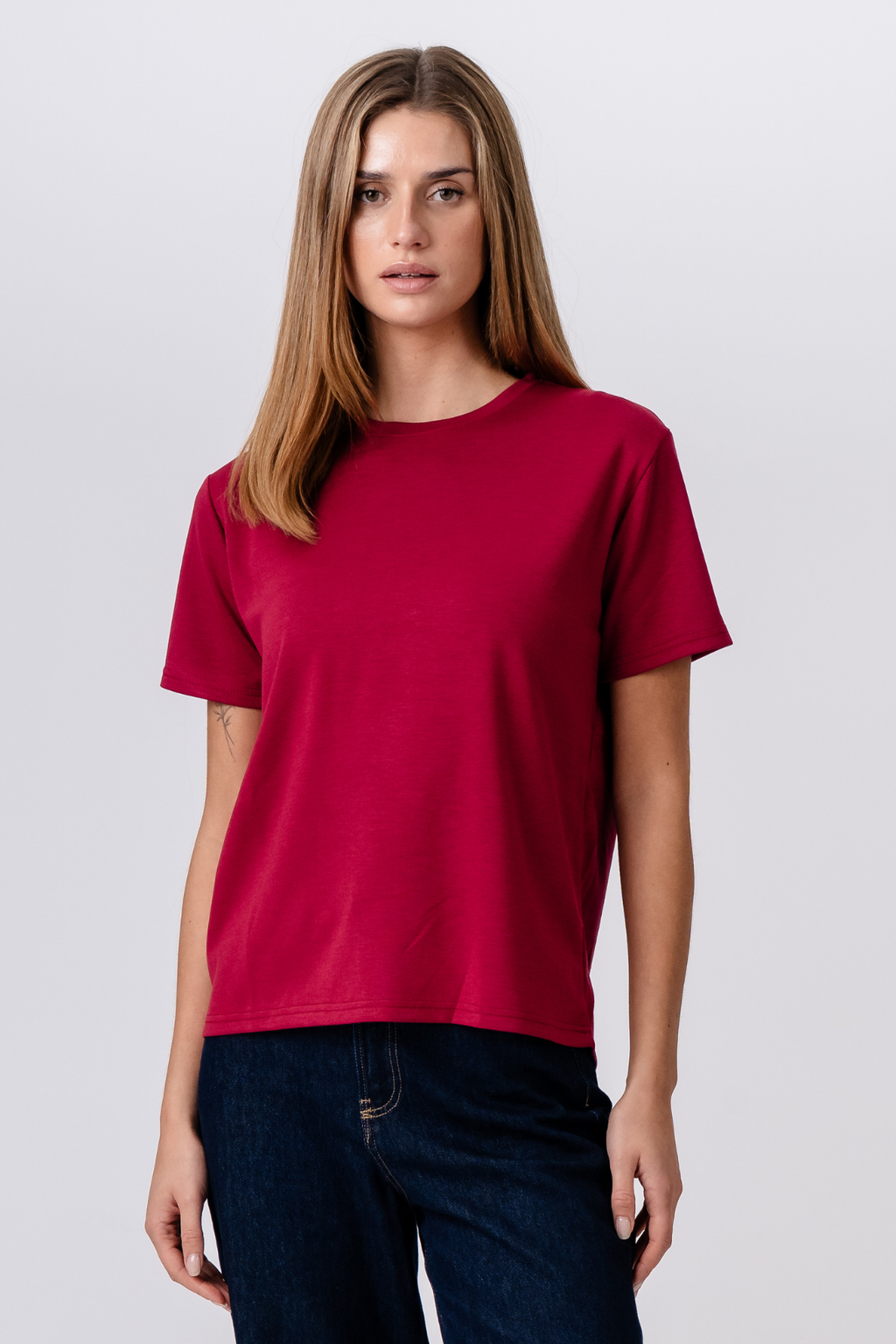 Leah Loose T-skjorte - Burgunder