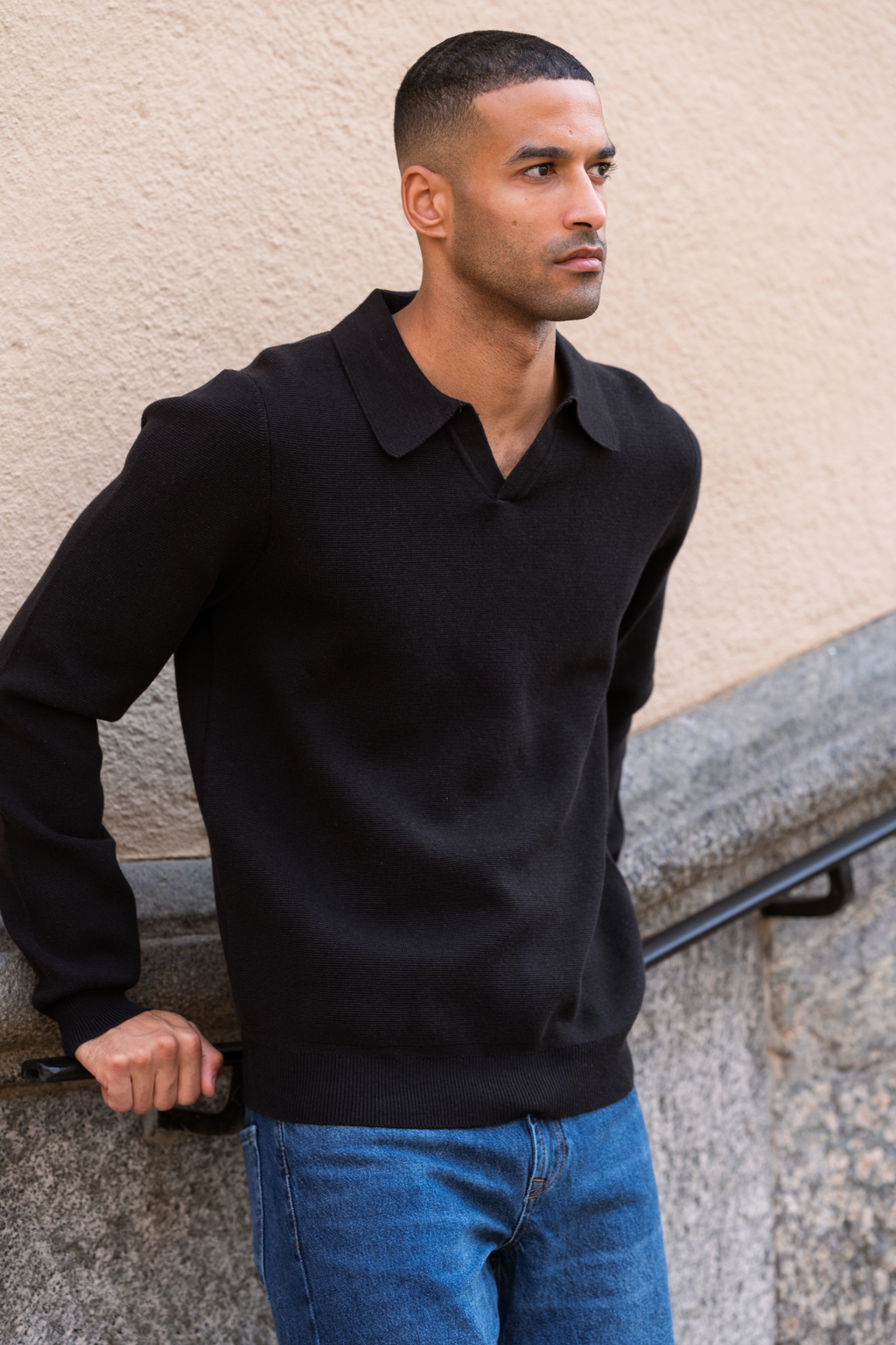 Samuel Strikket Polo - Svart