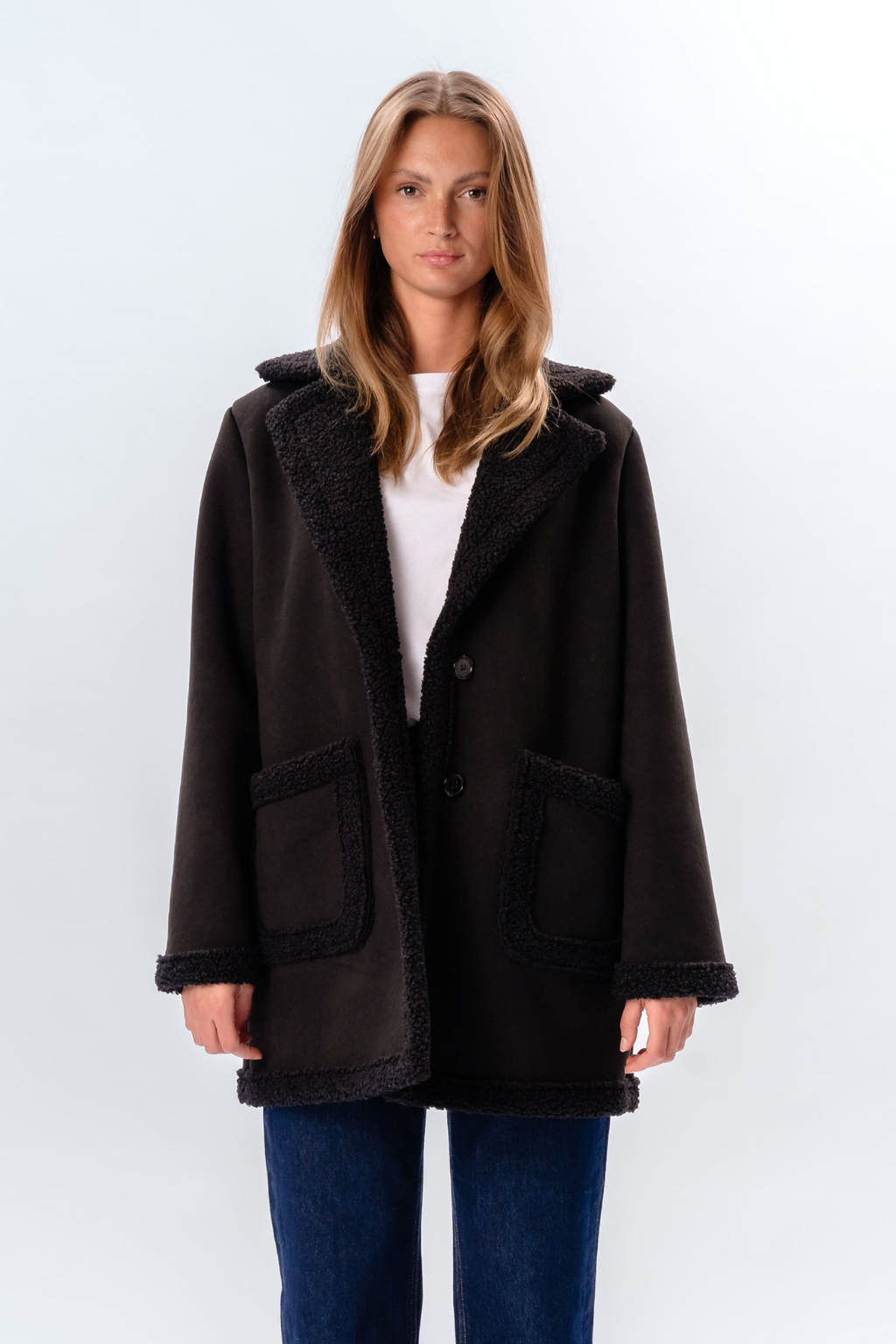Shearling Kåpe - Svart