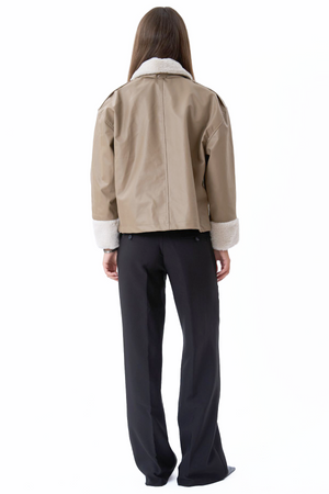 Shearlingjakke i Kunstskinn - Beige