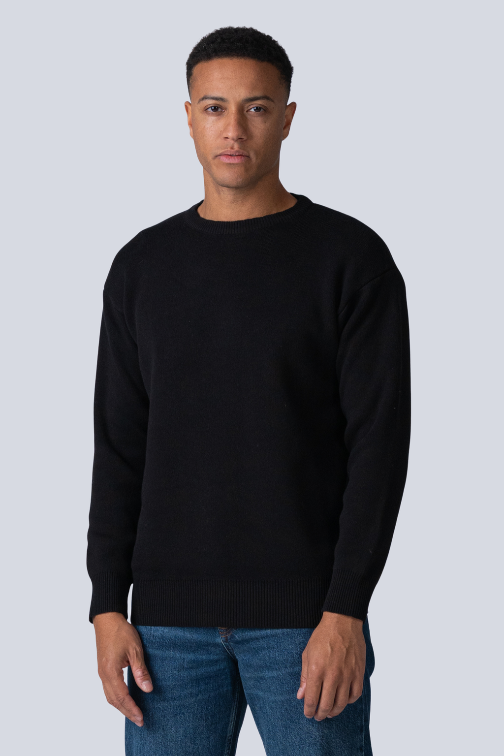 Crewneck Knit Sweater - Svart