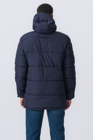 Lang Pufferjakke - Navy