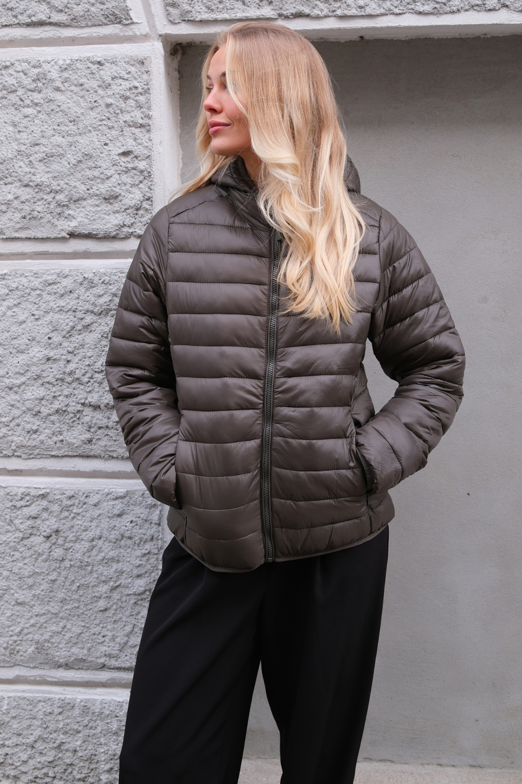 Lett Pufferjakke - Olivengrønn