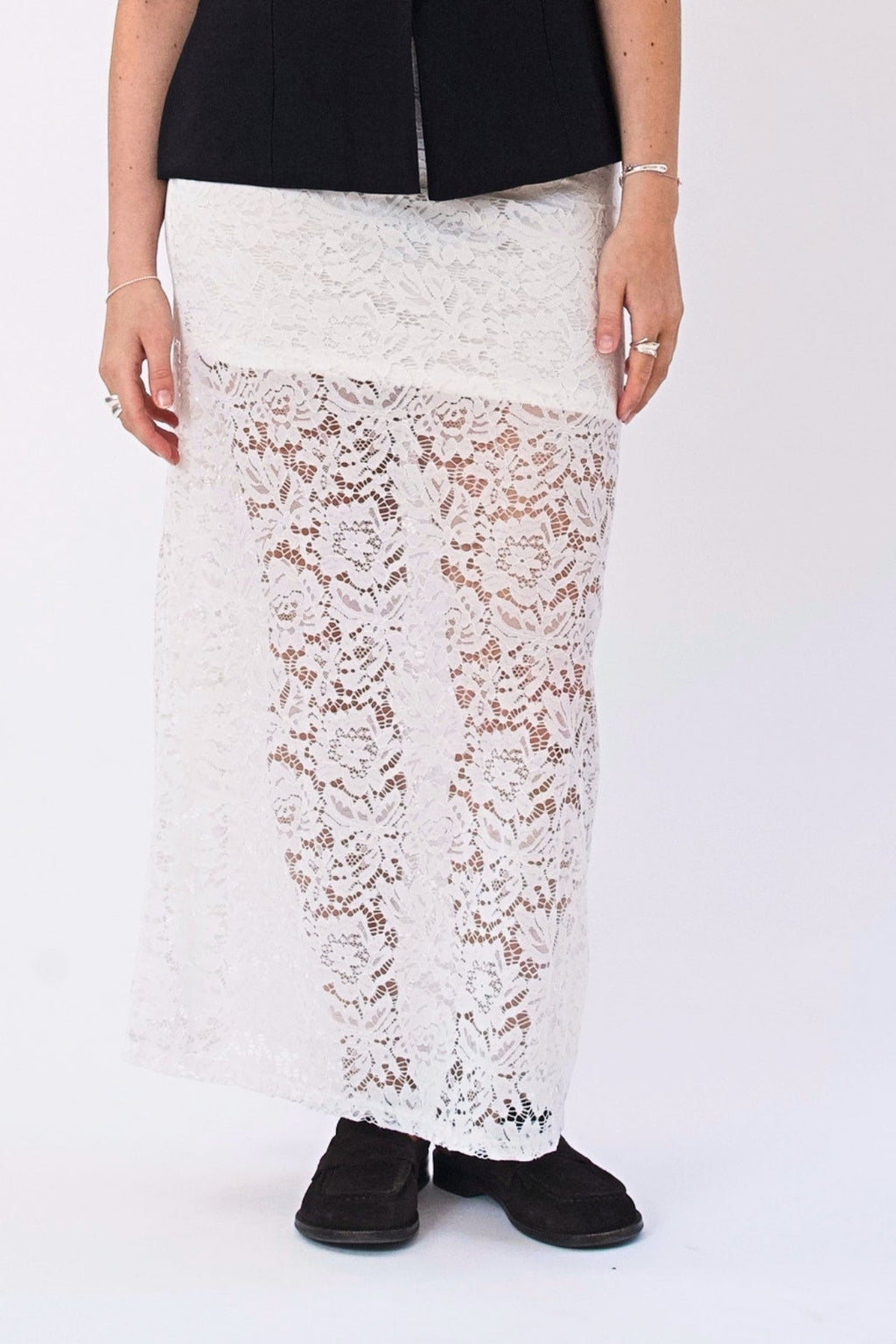 Amara Lace Maxi Skjørt - Hvit