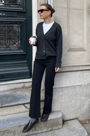 Strikket Cardigan - Mørk Grå