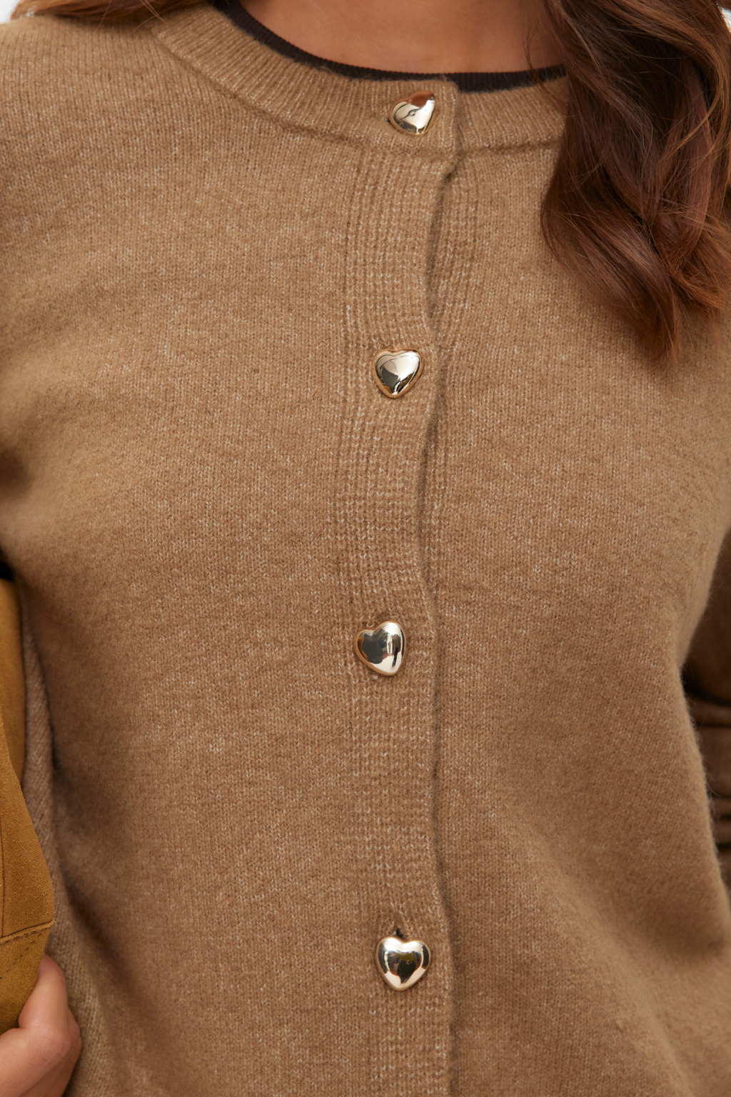 Fiona Kort Cardigan med Knapper - Silver Mink Melange