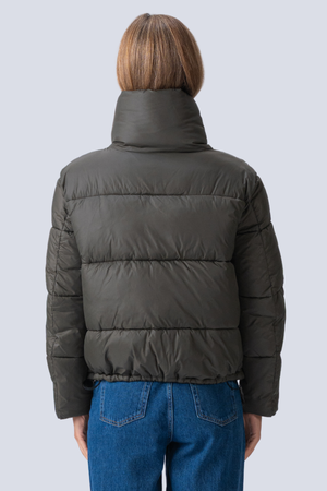Kort Puffer Jakke - Oliven