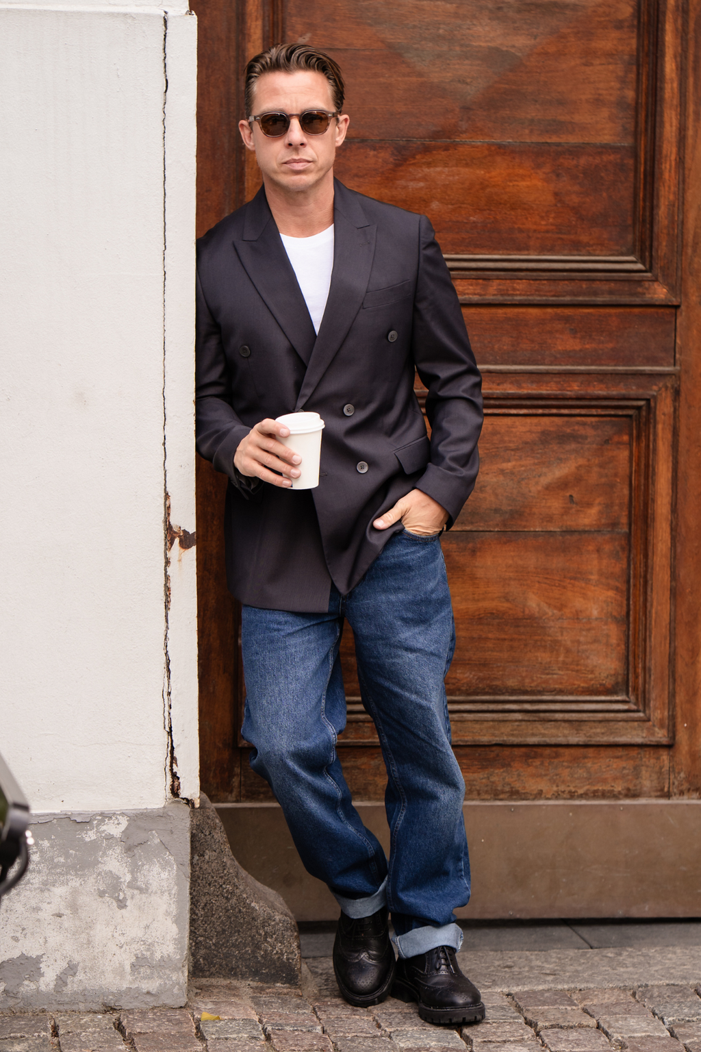 Premium Dobbeltspent Blazer - Svart