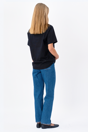 Short Sleeve Shirt i Lin - Svart