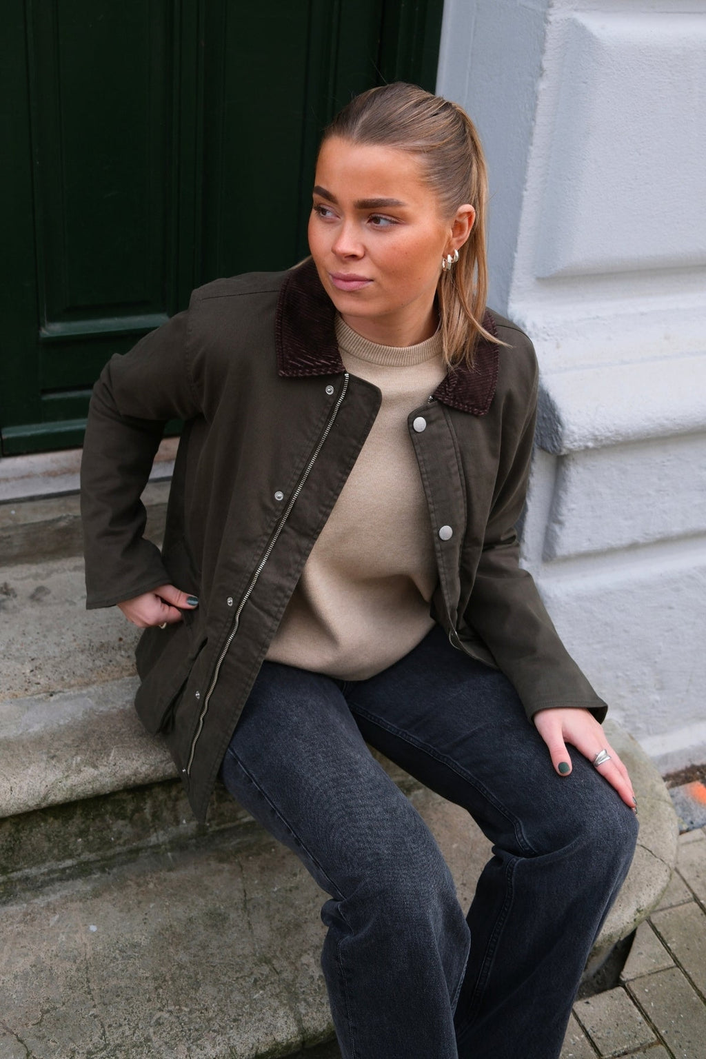 Twill Jakke - Mørk Oliven