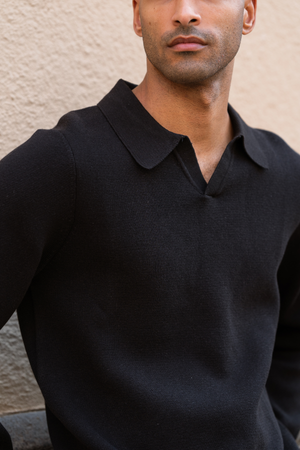 Samuel Strikket Polo - Svart