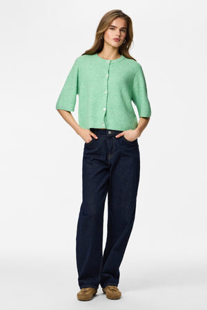 Silly O-Neck Knit Cardigan - Sprucestone Melange