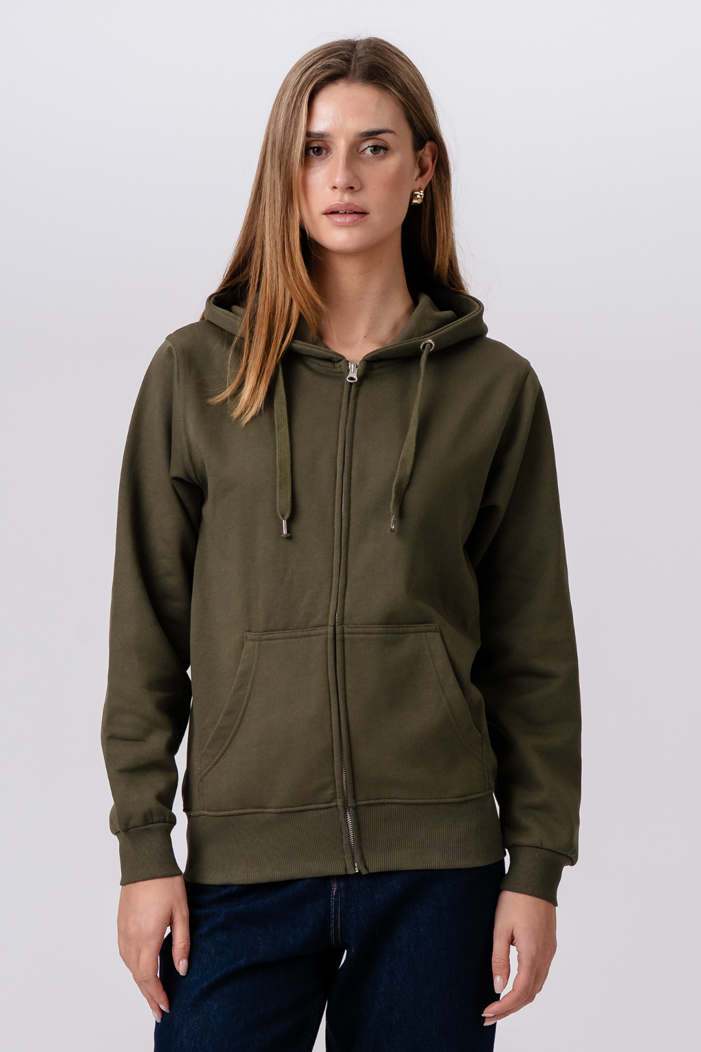 Basic Zip Hettegenser - Army
