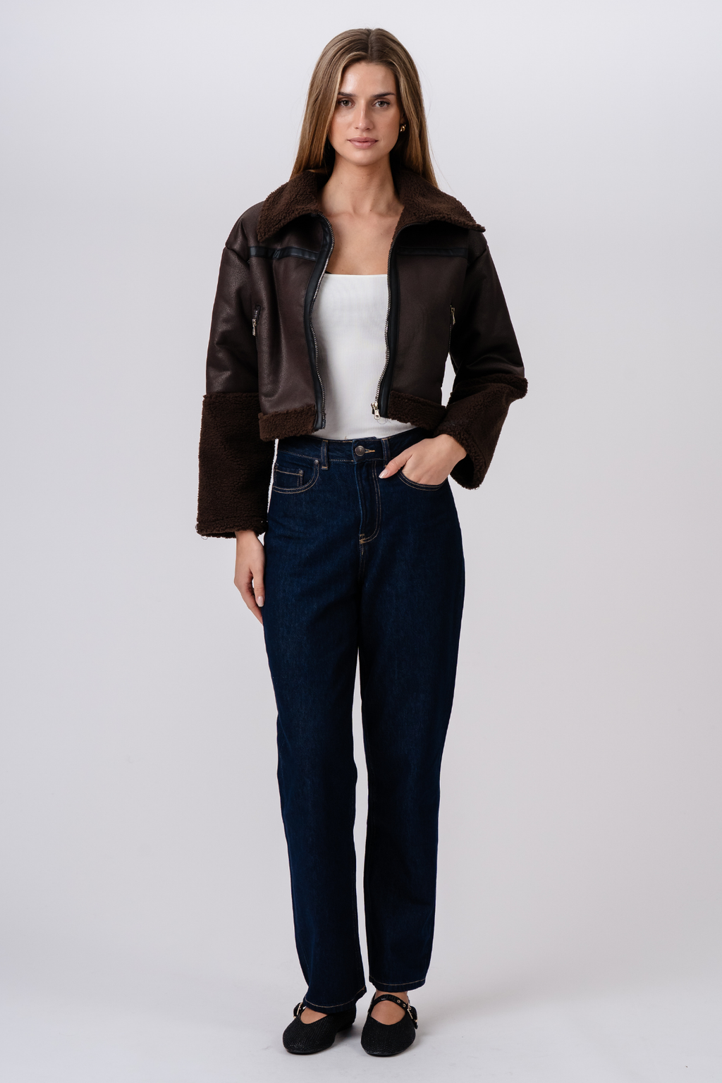 Daisy Shearling Jakke - Brun/Svart