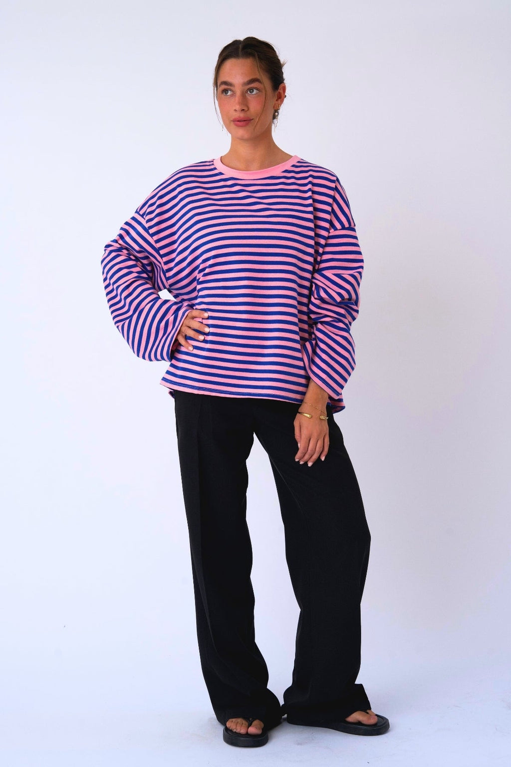 Cleo Bluse - Blå/Rosa