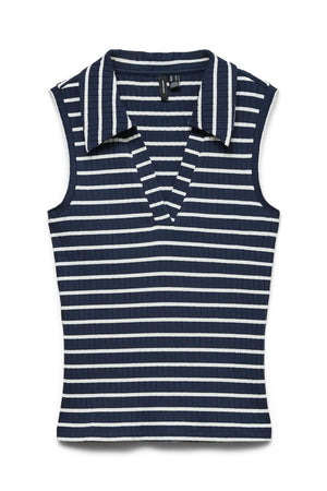 Sea Collar Topp - Navy Blazer Stripes: Snow White