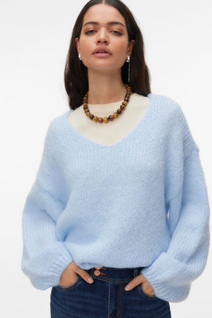 Vero Moda Maybe 2way V-Neck Pullover - Lyseblå
