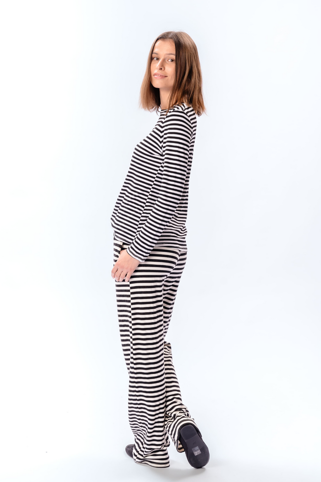 Stripete Langermet Slim Fit - Sort